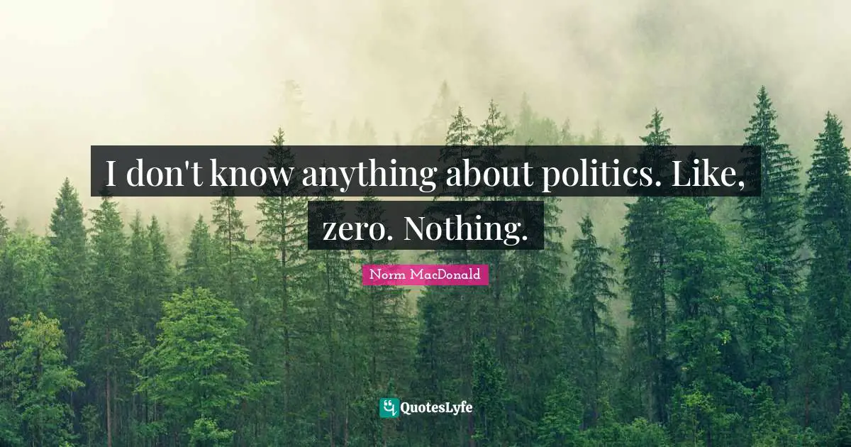 I don't know anything about politics. Like, zero. Nothing.