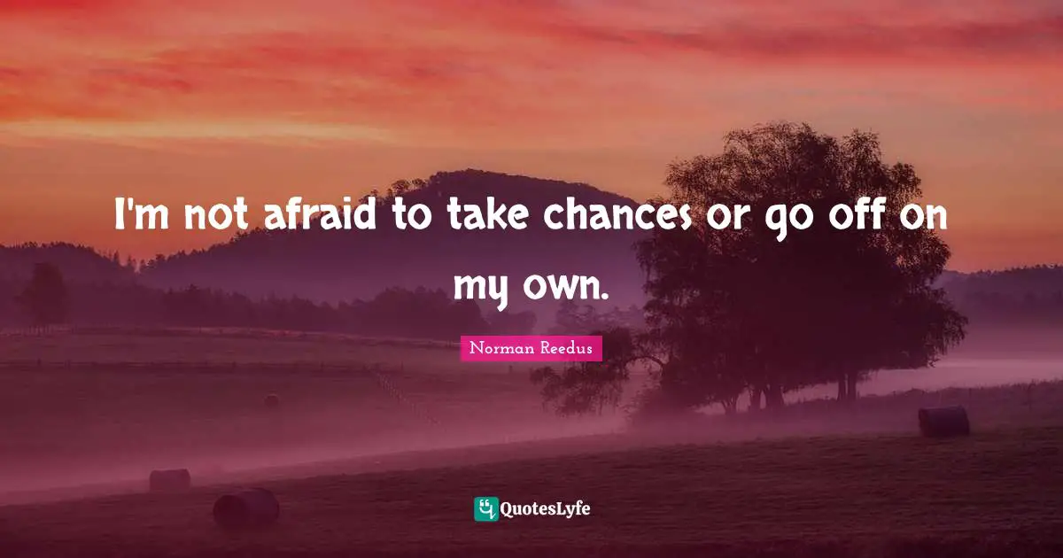 I'm not afraid to take chances or go off on my own.