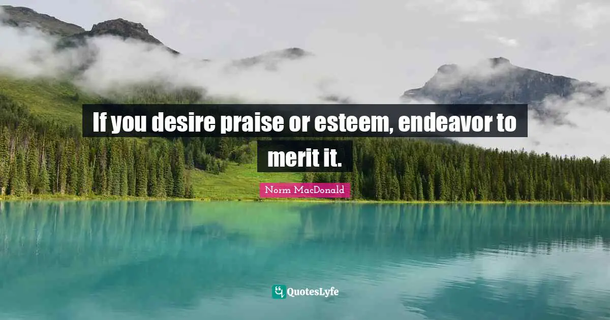 If you desire praise or esteem, endeavor to merit it.