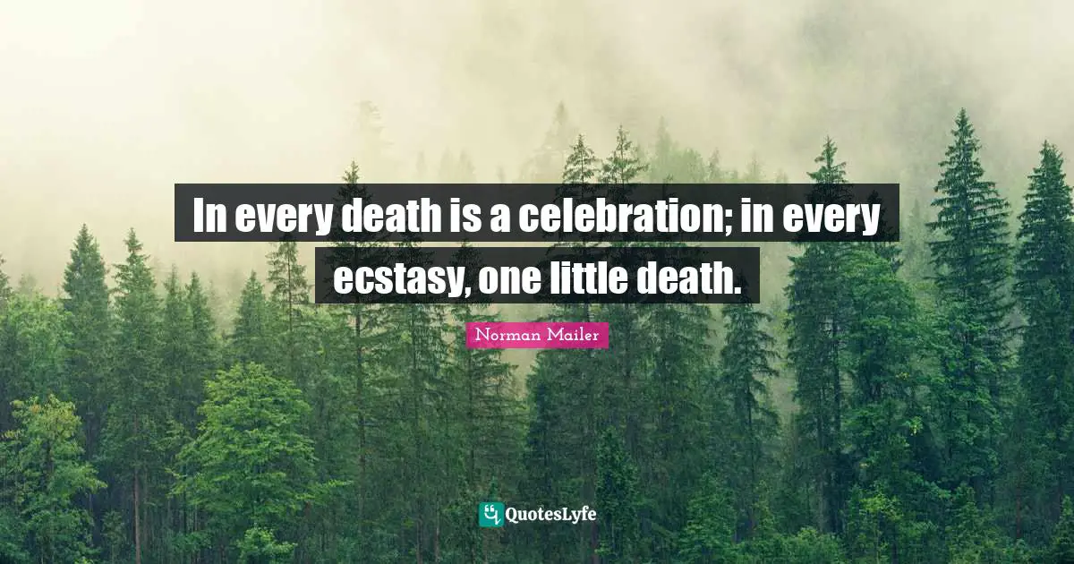 In every death is a celebration; in every ecstasy, one little death.