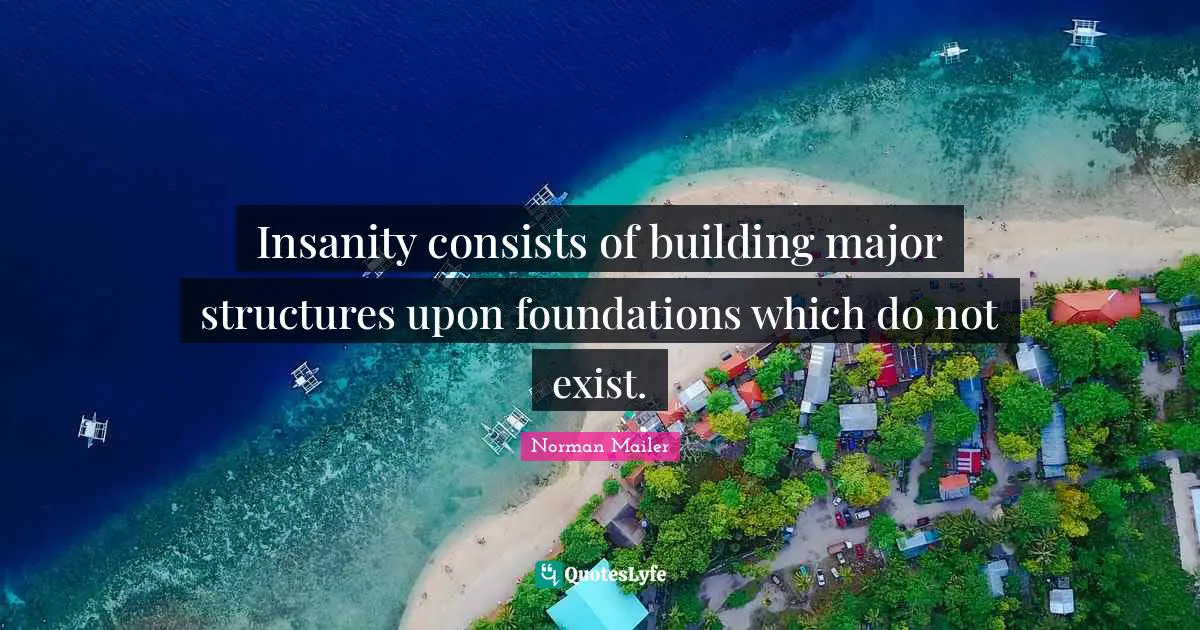 Insanity consists of building major structures upon foundations which do not exist.