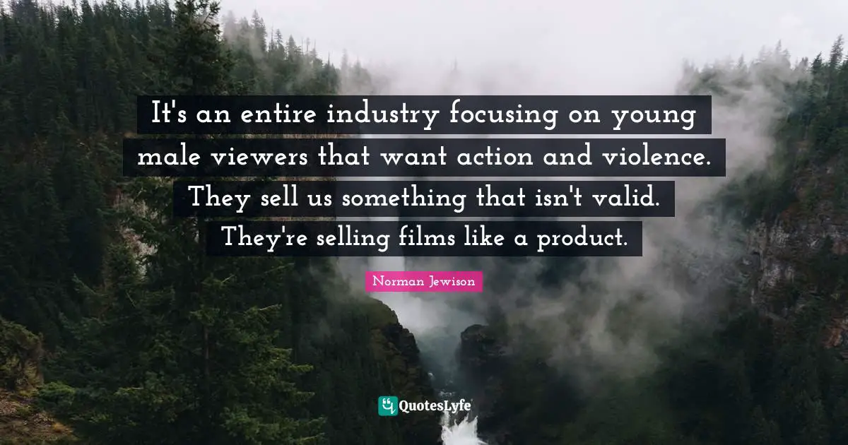 It's an entire industry focusing on young male viewers that want action and violence. They sell us something that isn't valid. They're selling films like a product.