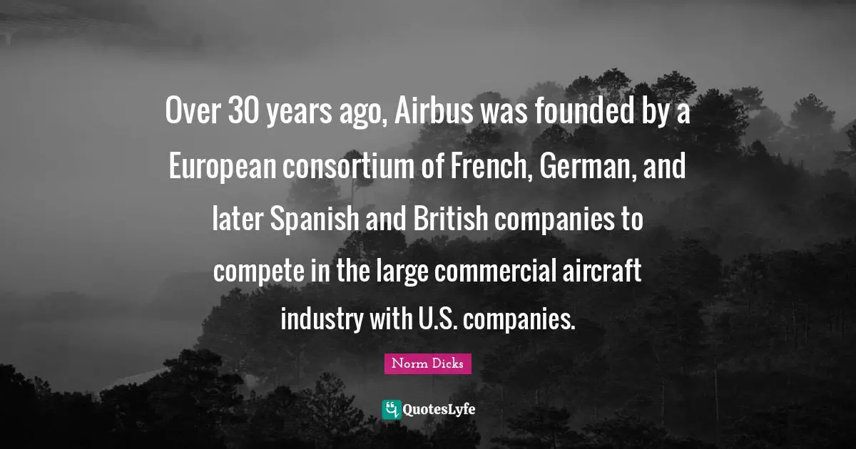 Over 30 years ago, Airbus was founded by a European consortium of French, German, and later Spanish and British companies to compete in the large commercial aircraft industry with U.S. companies.