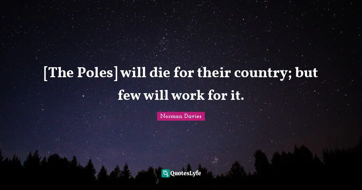[The Poles] will die for their country; but few will work for it.