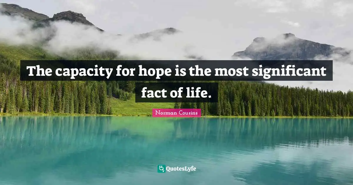 The capacity for hope is the most significant fact of life.