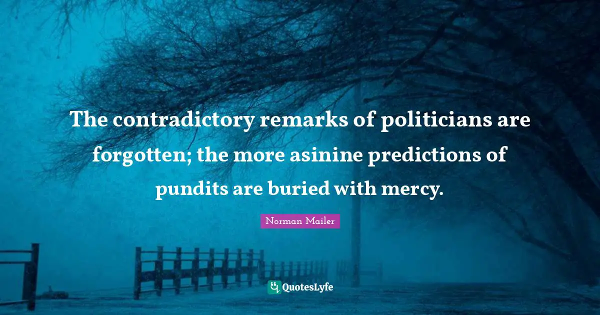 The contradictory remarks of politicians are forgotten; the more asinine predictions of pundits are buried with mercy.