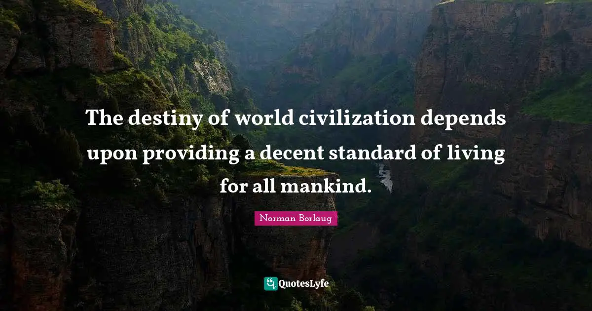 The destiny of world civilization depends upon providing a decent standard of living for all mankind.