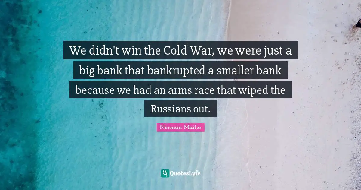 We didn't win the Cold War, we were just a big bank that bankrupted a smaller bank because we had an arms race that wiped the Russians out.