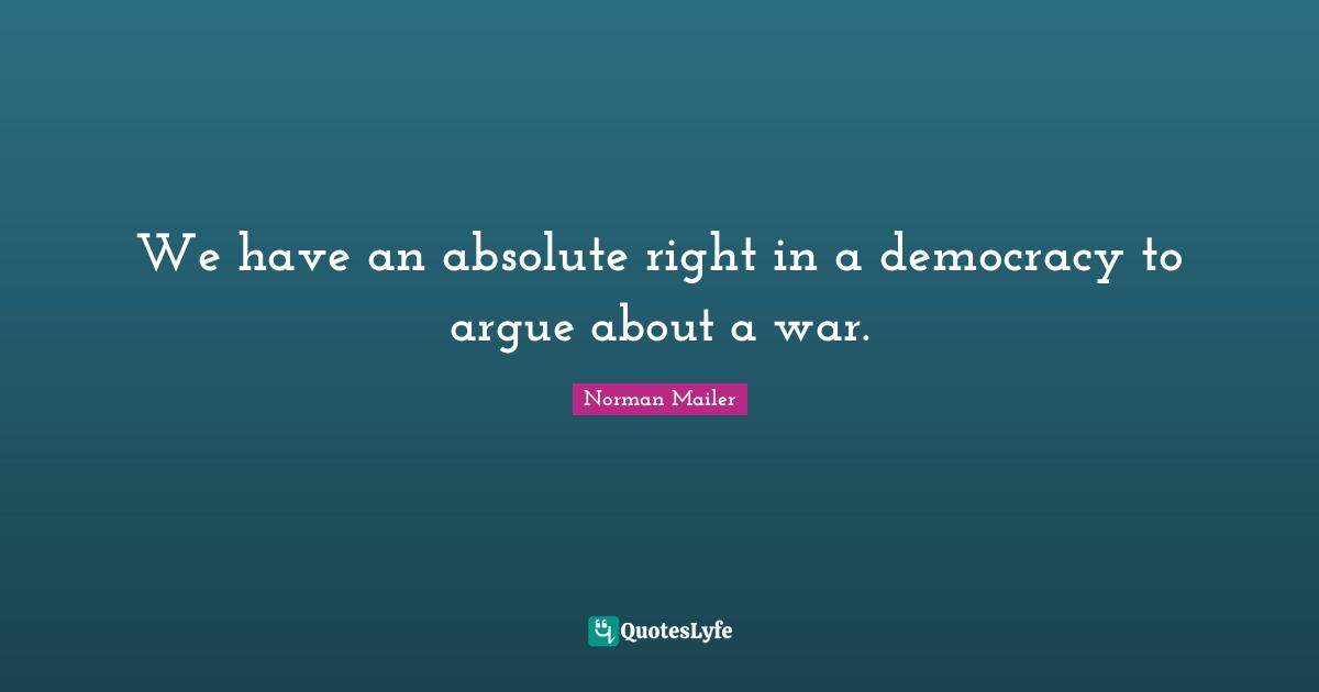 We have an absolute right in a democracy to argue about a war.