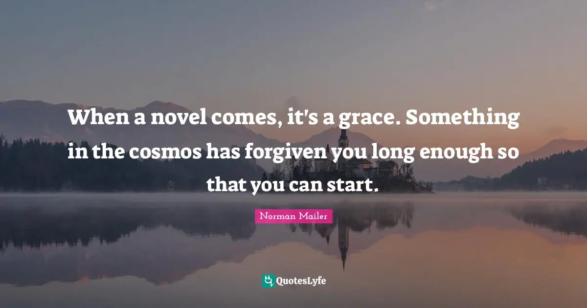When a novel comes, it's a grace. Something in the cosmos has forgiven you long enough so that you can start.