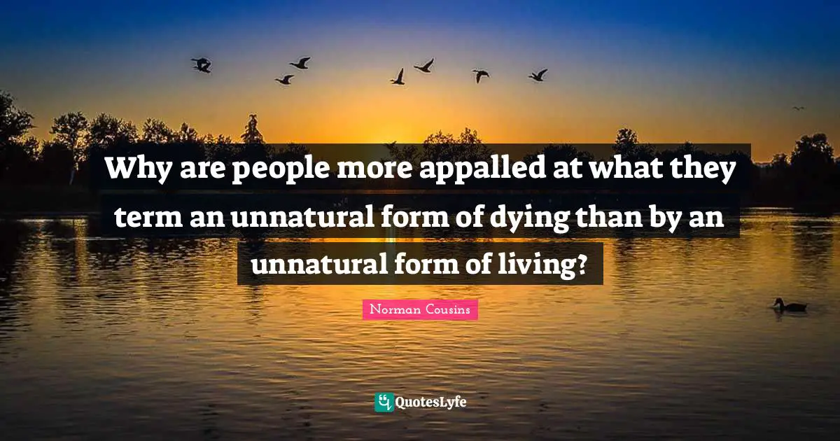 Why are people more appalled at what they term an unnatural form of dying than by an unnatural form of living?