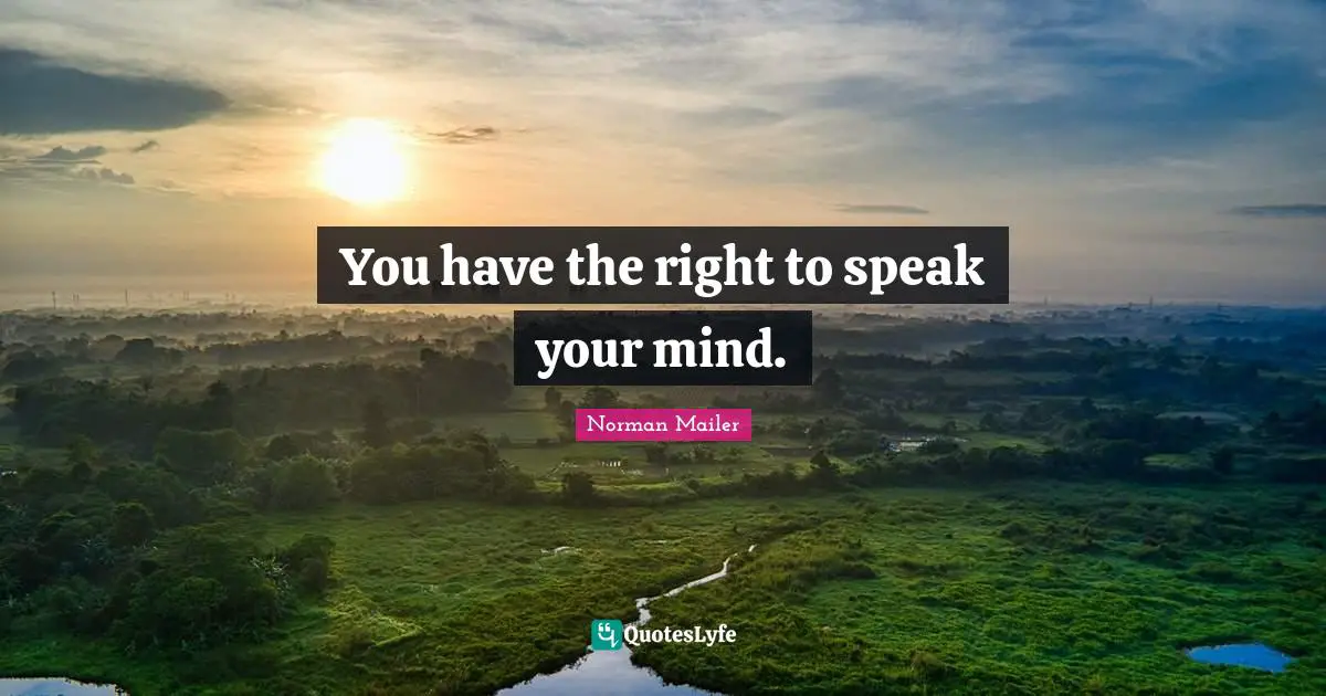 You have the right to speak your mind.