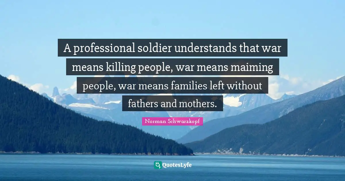 Mothers Day Quotes: "A professional soldier understands that war means killing people, war means maiming people, war means families left without fathers and mothers."