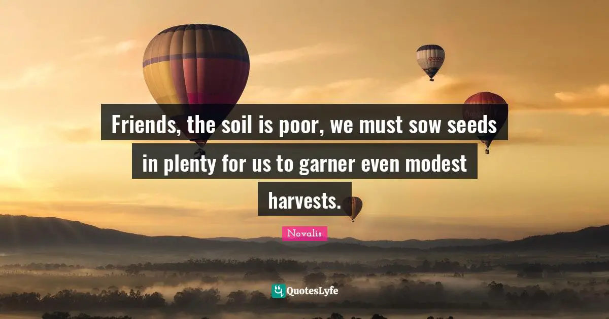 Friends, the soil is poor, we must sow seeds in plenty for us to garner even modest harvests.