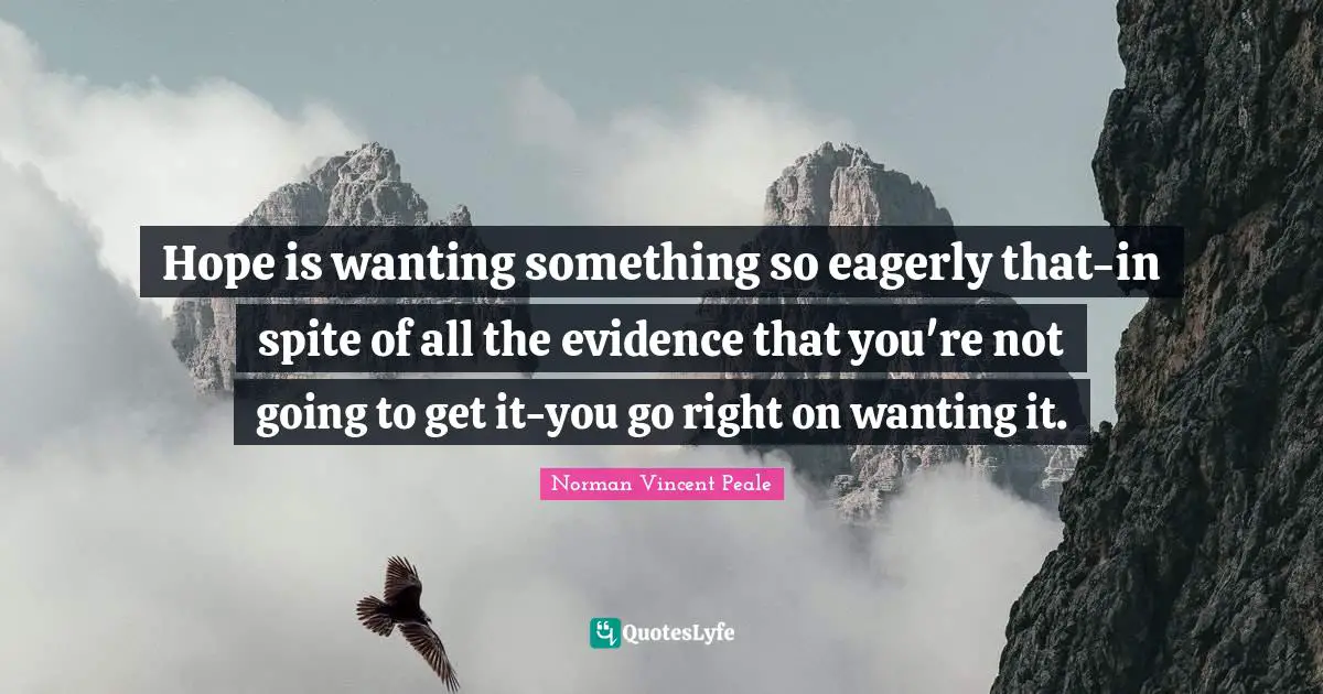 Hope is wanting something so eagerly that-in spite of all the evidence that you're not going to get it-you go right on wanting it.