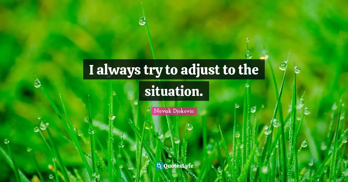 I always try to adjust to the situation.