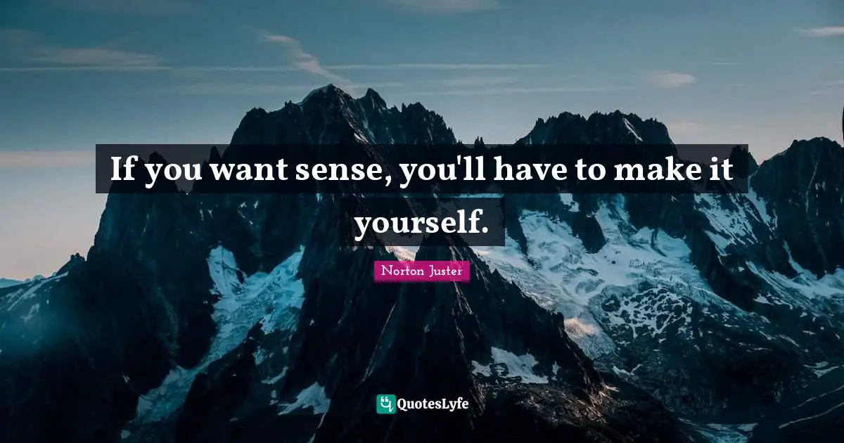 If you want sense, you'll have to make it yourself.