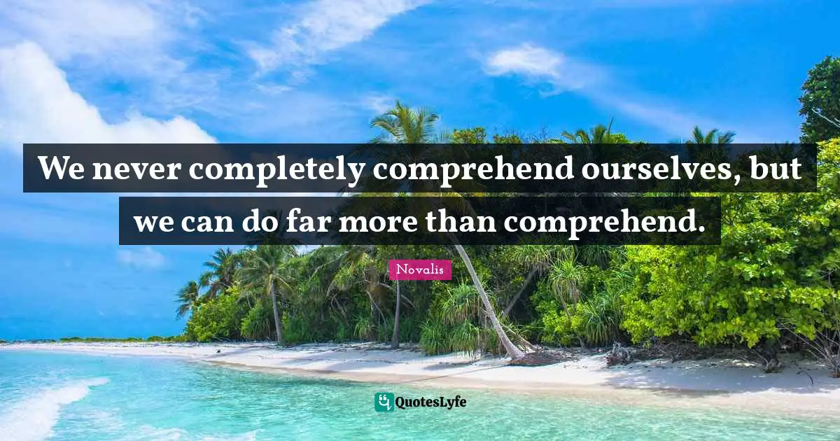 We never completely comprehend ourselves, but we can do far more than comprehend.