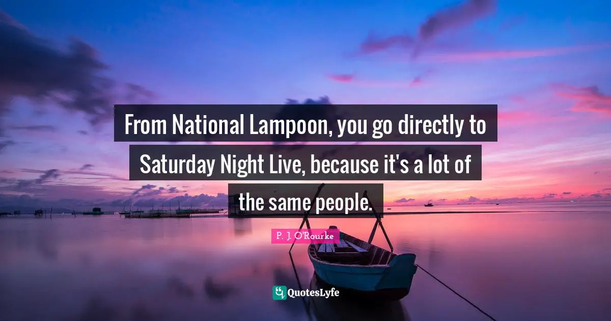 From National Lampoon, you go directly to Saturday Night Live, because it's a lot of the same people.