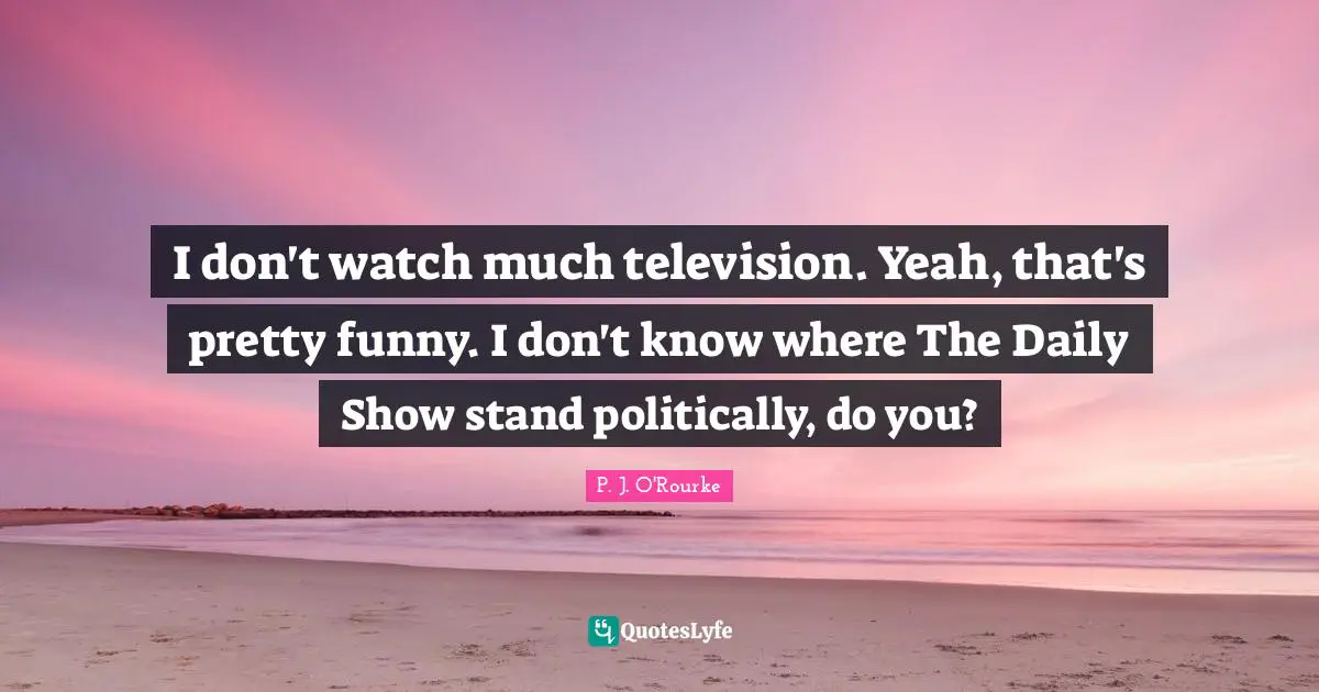 I don't watch much television. Yeah, that's pretty funny. I don't know where The Daily Show stand politically, do you?