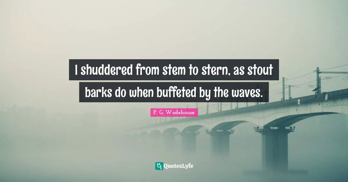 Stout Quotes: "I shuddered from stem to stern, as stout barks do when buffeted by the waves."
