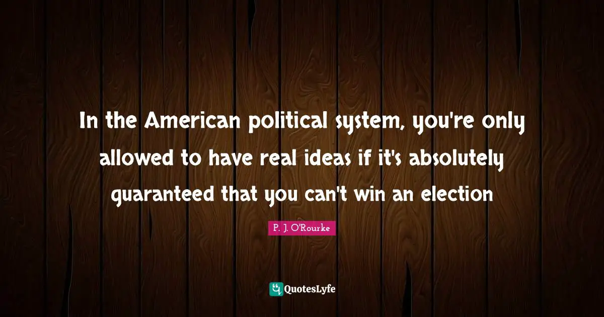 In the American political system, you're only allowed to have real ideas if it's absolutely guaranteed that you can't win an election