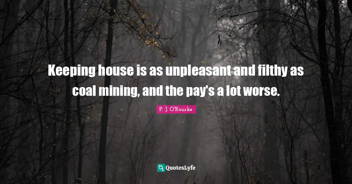 Keeping house is as unpleasant and filthy as coal mining, and the pay's a lot worse.