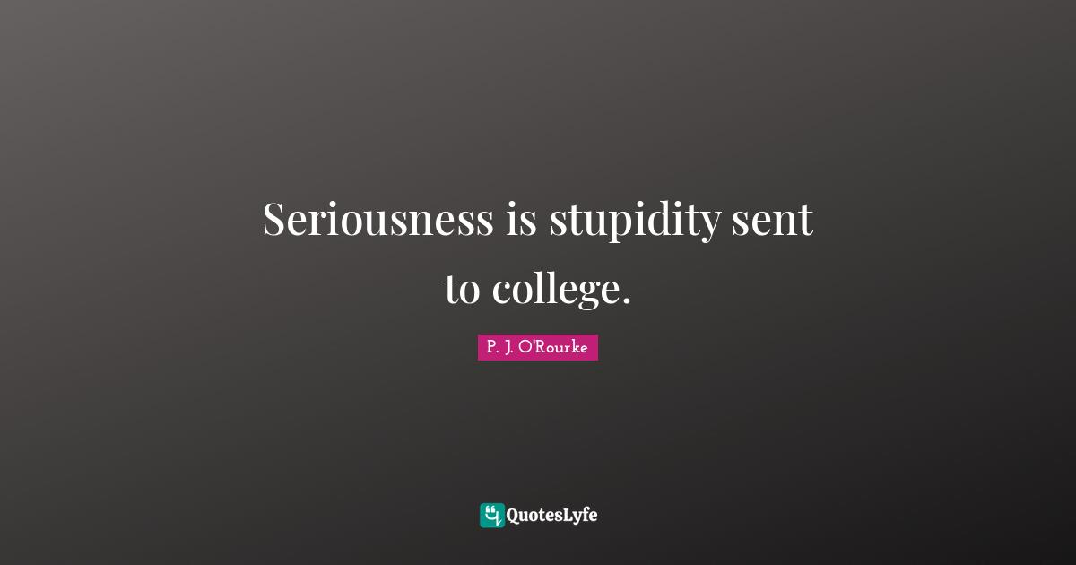 Seriousness is stupidity sent to college.