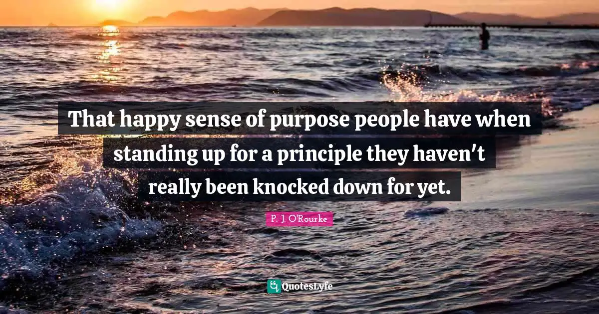 That happy sense of purpose people have when standing up for a principle they haven't really been knocked down for yet.