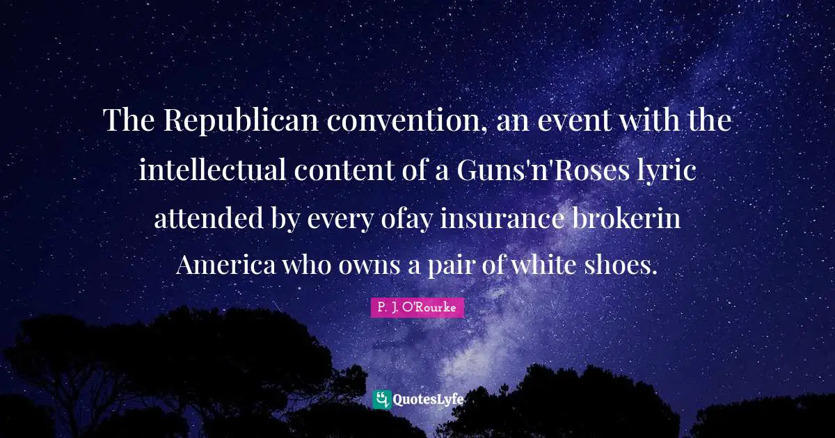 The Republican convention, an event with the intellectual content of a Guns'n'Roses lyric attended by every ofay insurance brokerin America who owns a pair of white shoes.