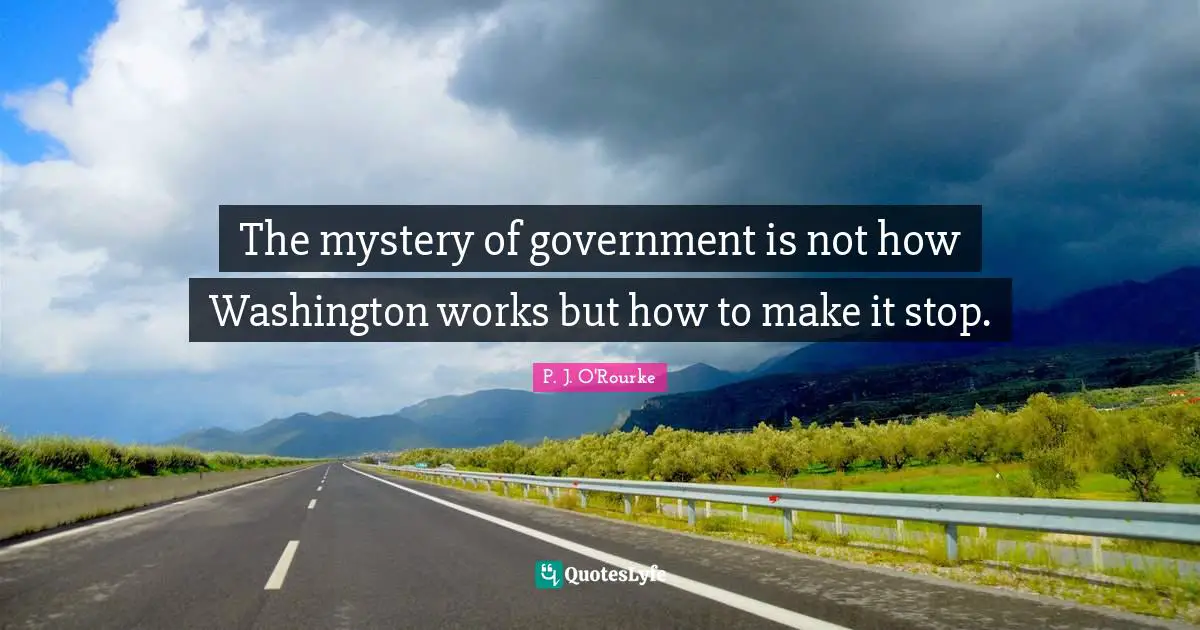 The mystery of government is not how Washington works but how to make it stop.