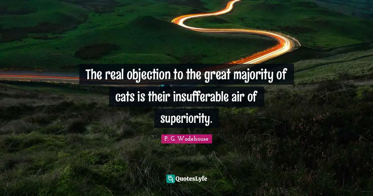 The real objection to the great majority of cats is their insufferable air of superiority.