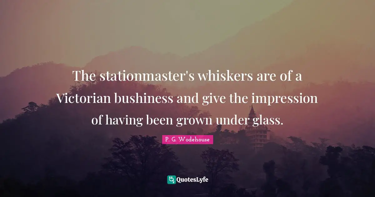 The stationmaster's whiskers are of a Victorian bushiness and give the impression of having been grown under glass.