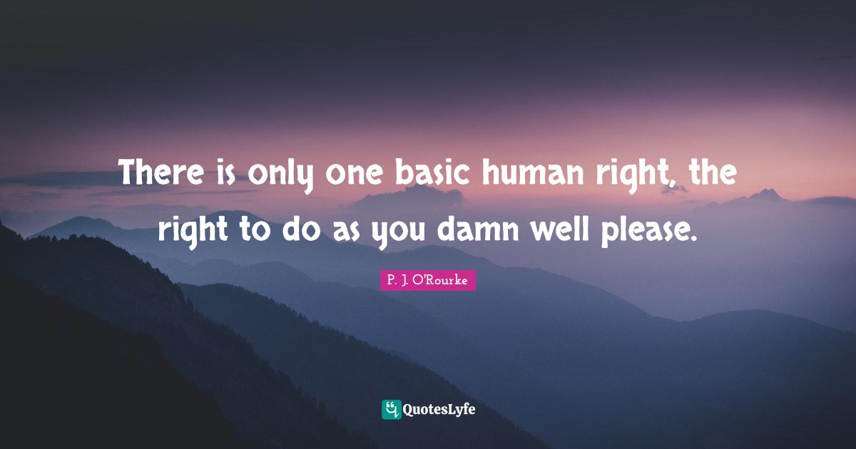 There is only one basic human right, the right to do as you damn well please.
