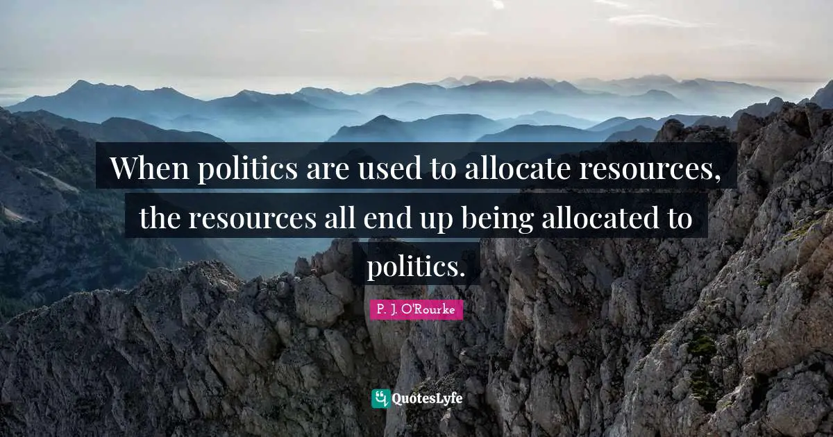 When politics are used to allocate resources, the resources all end up being allocated to politics.