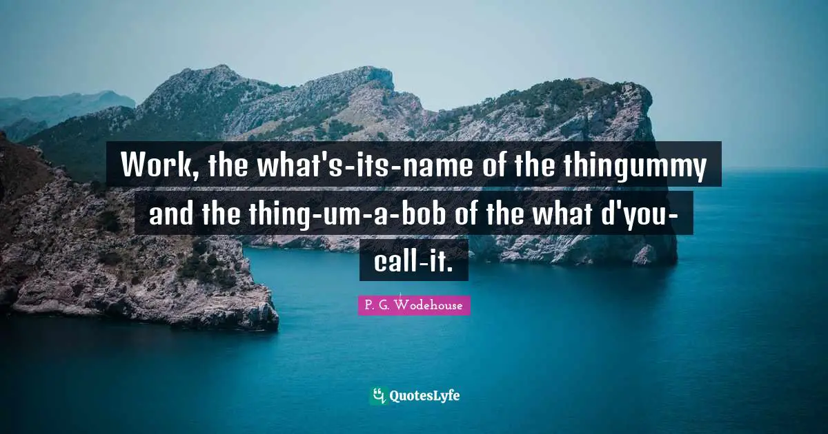 Work, the what's-its-name of the thingummy and the thing-um-a-bob of the what d'you-call-it.