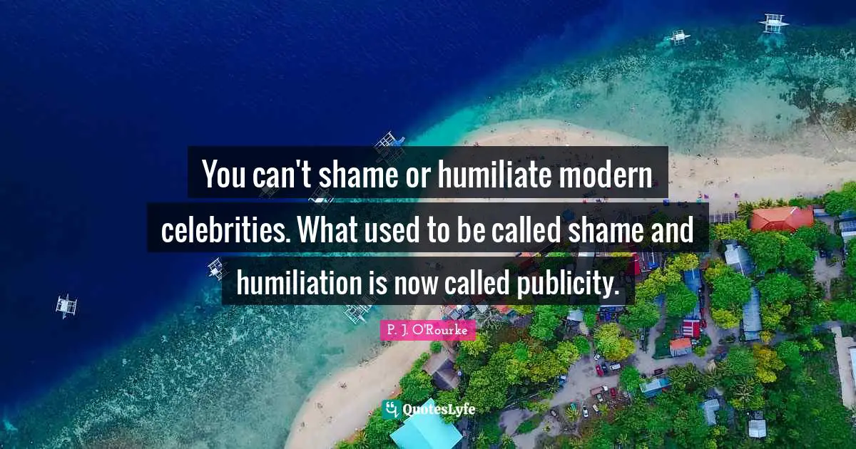 You can't shame or humiliate modern celebrities. What used to be called shame and humiliation is now called publicity.