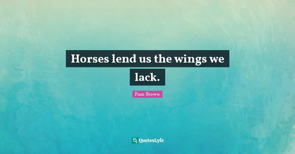 Horses lend us the wings we lack.