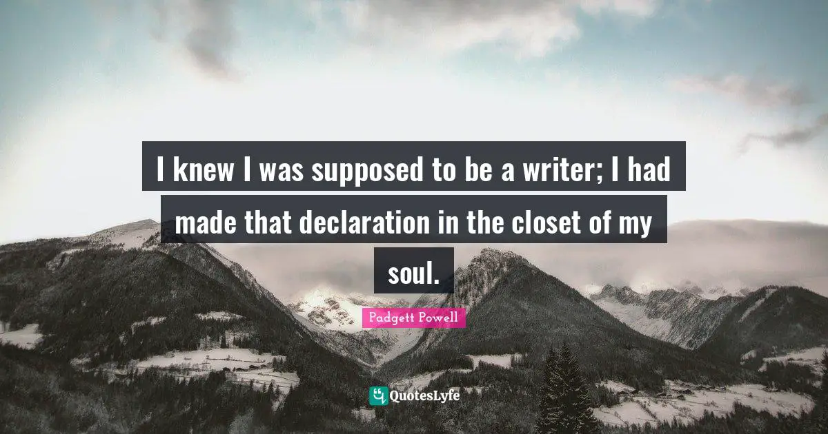 I knew I was supposed to be a writer; I had made that declaration in the closet of my soul.