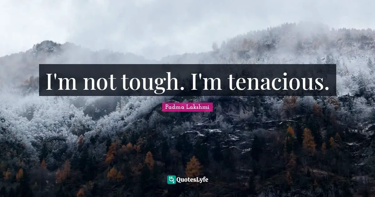 I'm not tough. I'm tenacious.