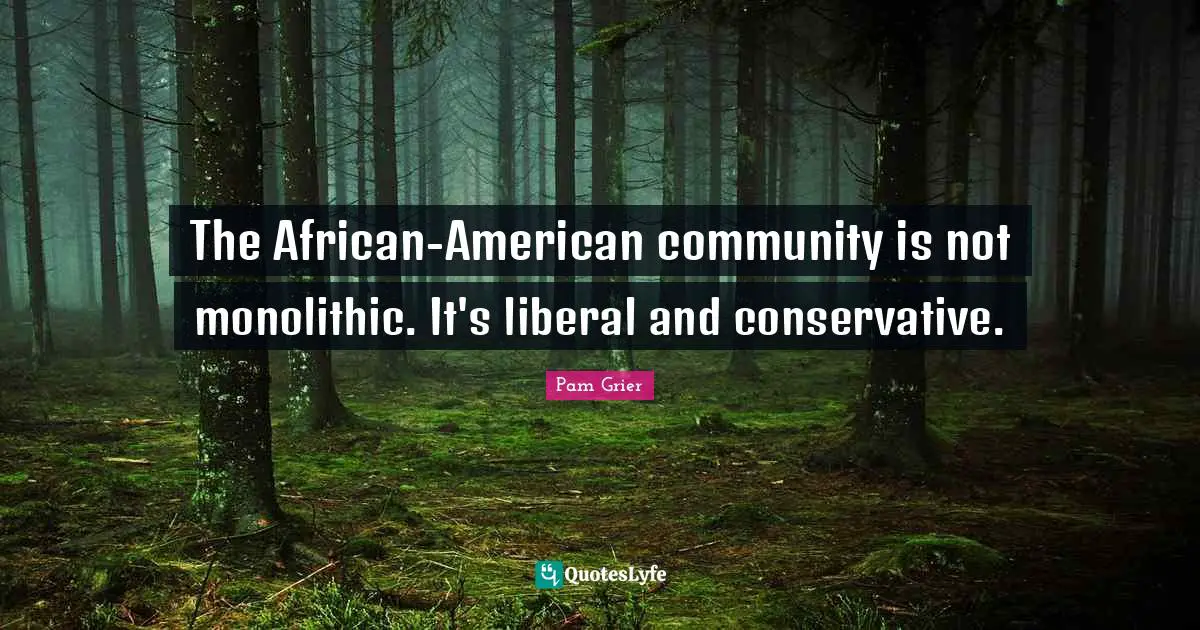 The African-American community is not monolithic. It's liberal and conservative.