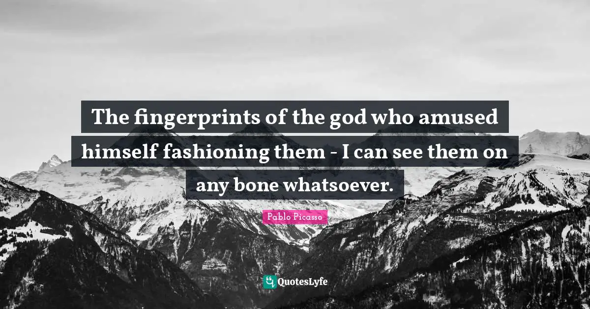 The fingerprints of the god who amused himself fashioning them - I can see them on any bone whatsoever.