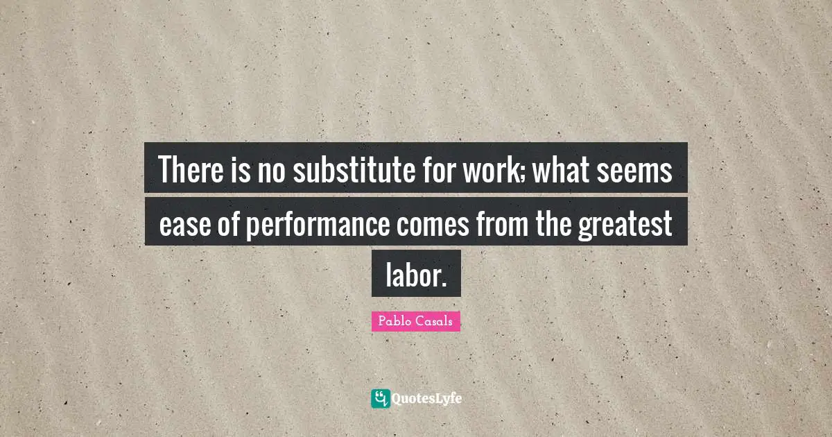 There is no substitute for work; what seems ease of performance comes from the greatest labor.