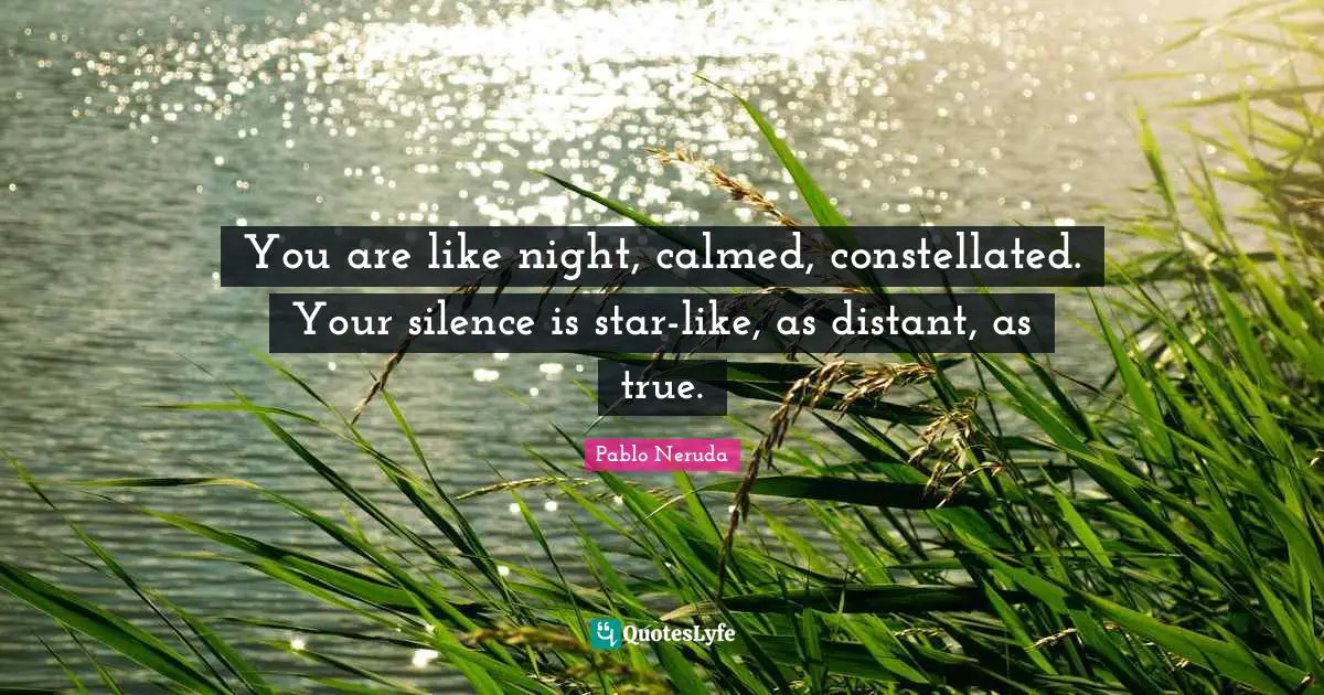 Night Quotes: "You are like night, calmed, constellated. Your silence is star-like, as distant, as true."