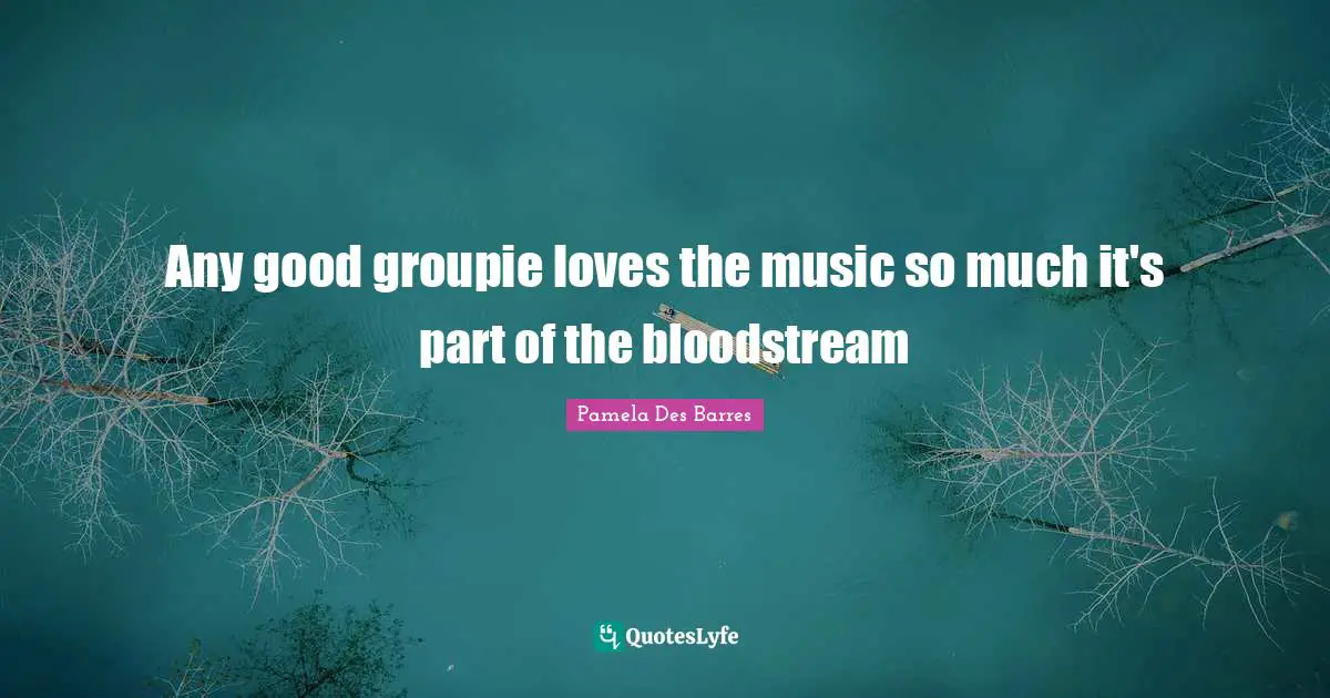 Any good groupie loves the music so much it's part of the bloodstream