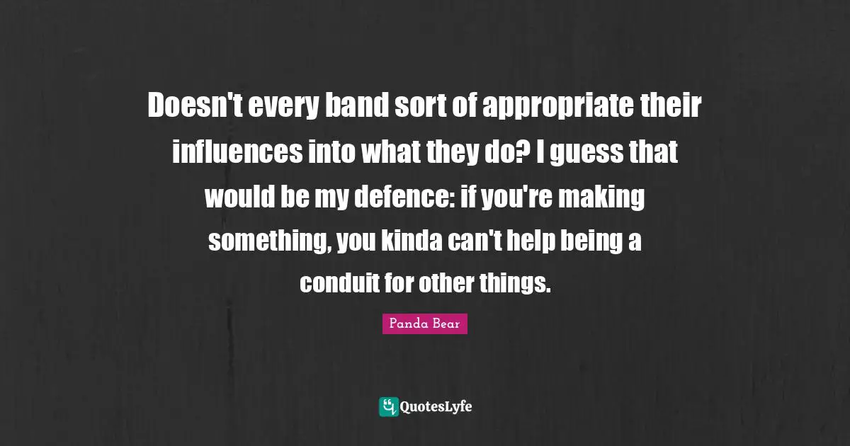 Doesn't every band sort of appropriate their influences into what they do? I guess that would be my defence: if you're making something, you kinda can't help being a conduit for other things.