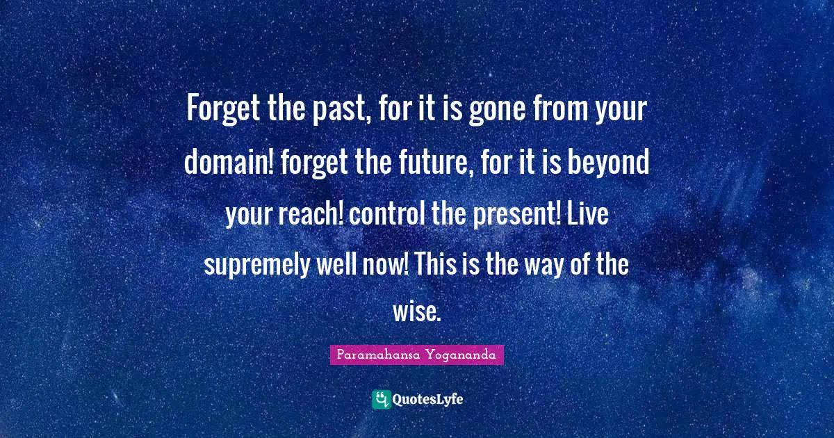 Forget The Past Quotes: "Forget the past, for it is gone from your domain! forget the future, for it is beyond your reach! control the present! Live supremely well now! This is the way of the wise."