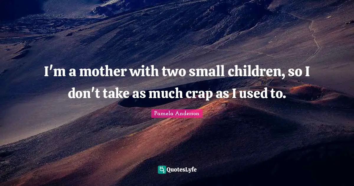 I'm a mother with two small children, so I don't take as much crap as I used to.