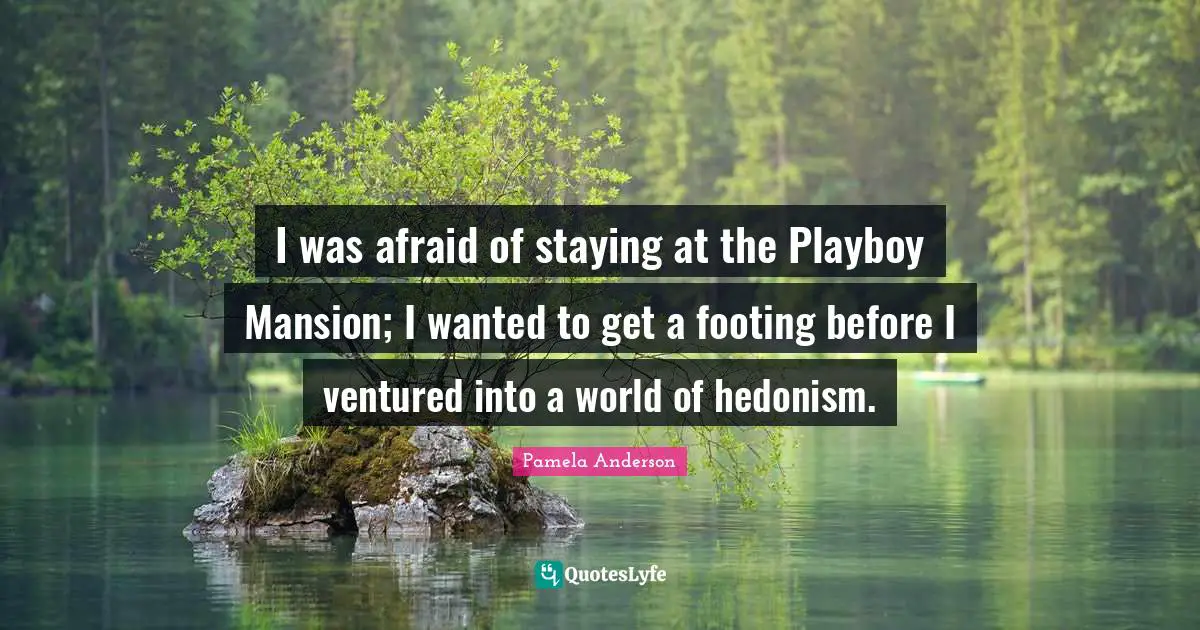 I was afraid of staying at the Playboy Mansion; I wanted to get a footing before I ventured into a world of hedonism.