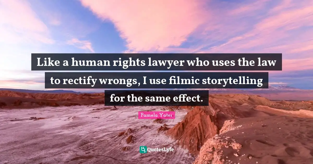 Like a human rights lawyer who uses the law to rectify wrongs, I use filmic storytelling for the same effect.
